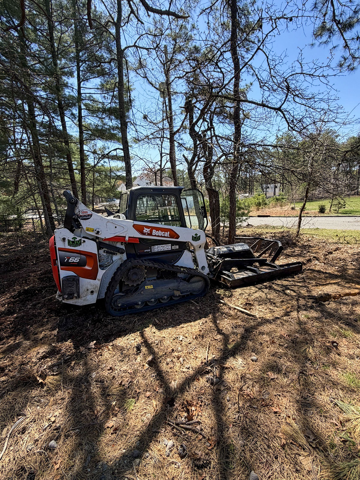 AJV Bobcat forestry equipment clearing a wooded property